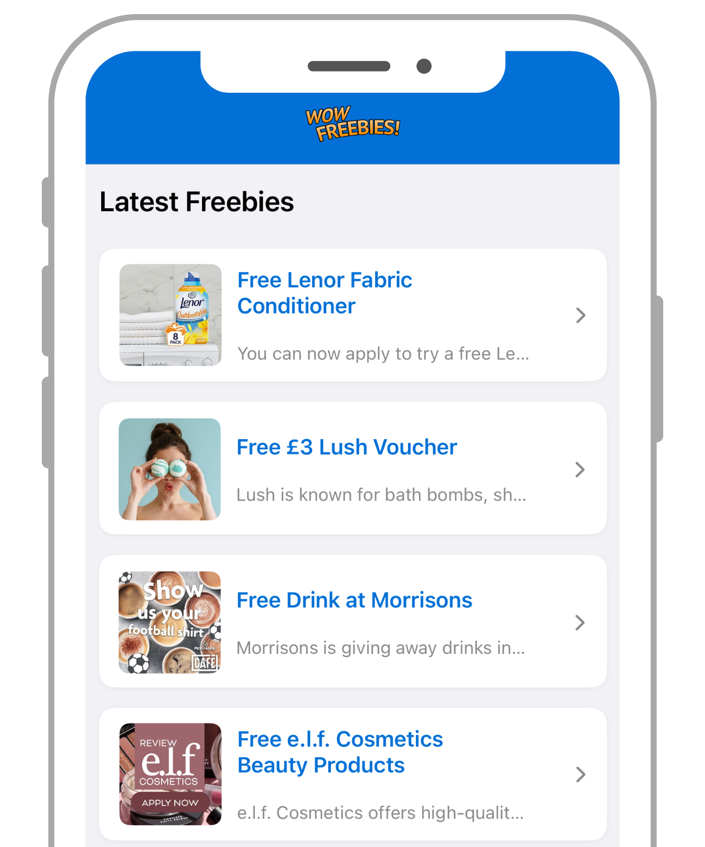 WOW Freebies Mobile App Screenshot